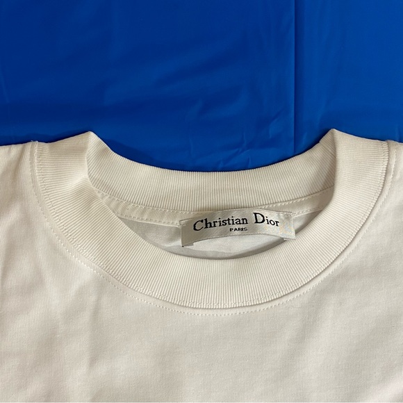 Dior White Tee with Orange Heart and Logo - Picture 3 of 3